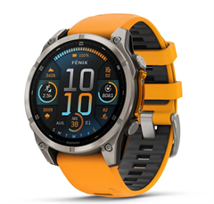 GARMIN - Fenix8 – 47 mm, AMOLED Sapphire, Titanium s Orange/Graphite silikon